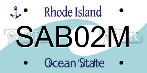 SAB02M Rhode Island License Plate