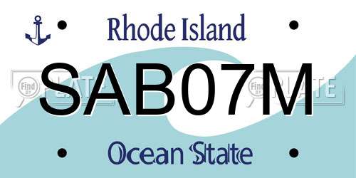 SAB07M Rhode Island License Plate