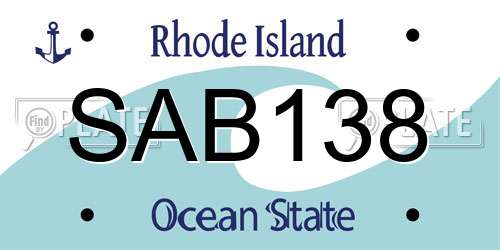 SAB138 Rhode Island License Plate