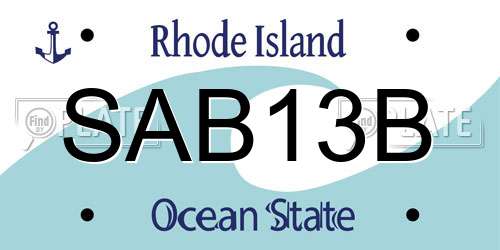 SAB13B Rhode Island License Plate