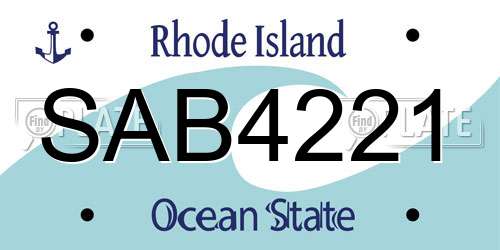 SAB4221 Rhode Island License Plate