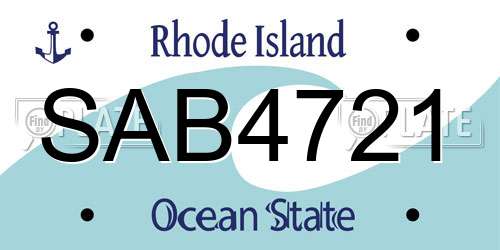 SAB4721 Rhode Island License Plate