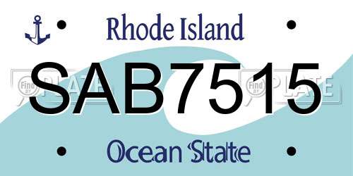 SAB7515 Rhode Island License Plate