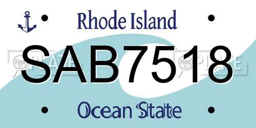 SAB7518 Rhode Island License Plate