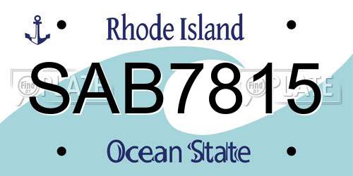 SAB7815 Rhode Island License Plate