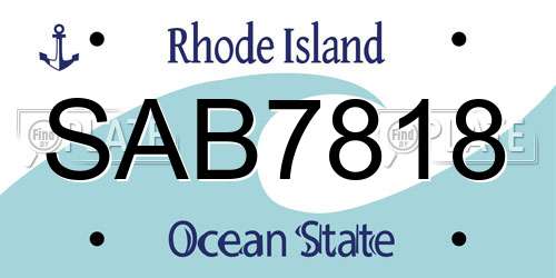 SAB7818 Rhode Island License Plate
