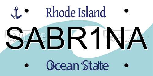 SABR1NA Rhode Island License Plate