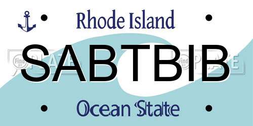 SABTBIB Rhode Island License Plate