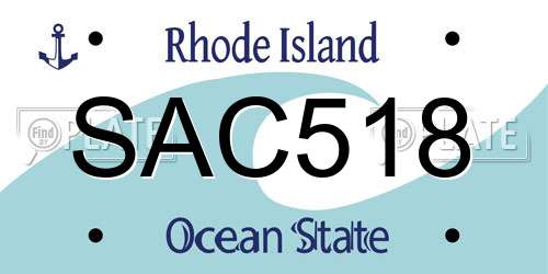 SAC518 Rhode Island License Plate