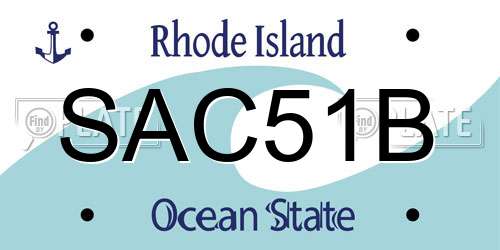 SAC51B Rhode Island License Plate