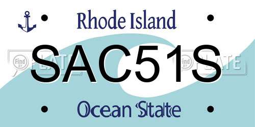 SAC51S Rhode Island License Plate