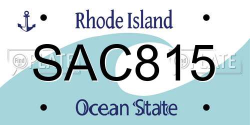 SAC815 Rhode Island License Plate