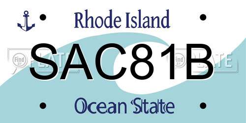 SAC81B Rhode Island License Plate