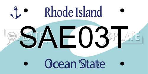 SAE03T Rhode Island License Plate