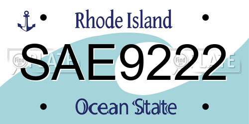 SAE9222 Rhode Island License Plate