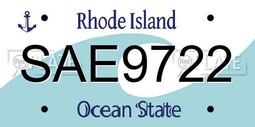 SAE9722 Rhode Island License Plate