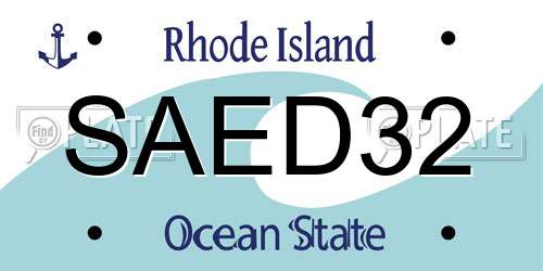 SAED32 Rhode Island License Plate
