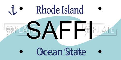 SAFFI Rhode Island License Plate