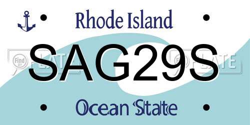 SAG29S Rhode Island License Plate