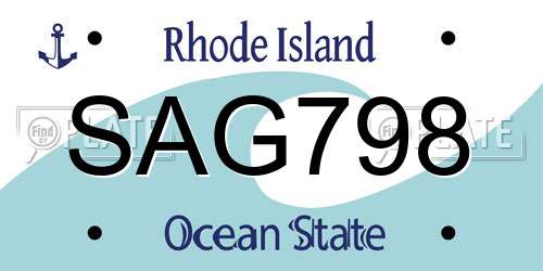 SAG798 Rhode Island License Plate