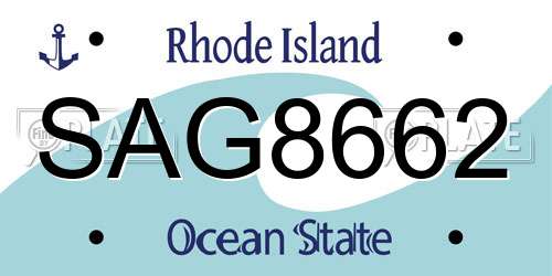 SAG8662 Rhode Island License Plate