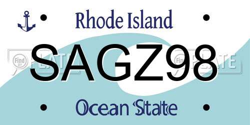 SAGZ98 Rhode Island License Plate