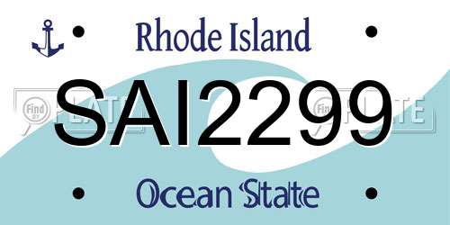 SAI2299 Rhode Island License Plate