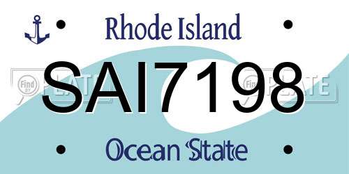 SAI7198 Rhode Island License Plate