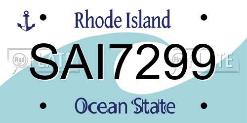 SAI7299 Rhode Island License Plate