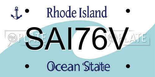 SAI76V Rhode Island License Plate