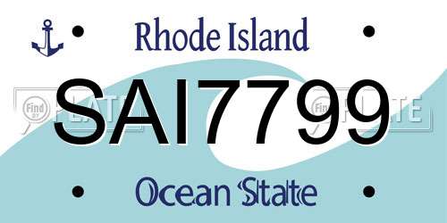 SAI7799 Rhode Island License Plate