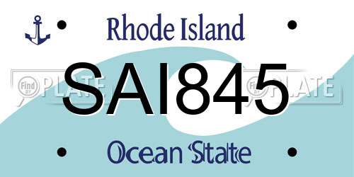 SAI845 Rhode Island License Plate