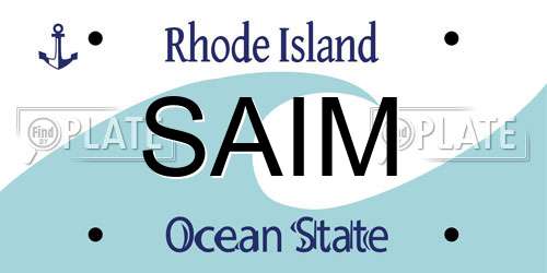 SAIM Rhode Island License Plate
