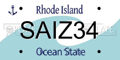 SAIZ34 Rhode Island License Plate