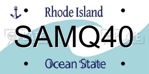 SAMQ40 Rhode Island License Plate