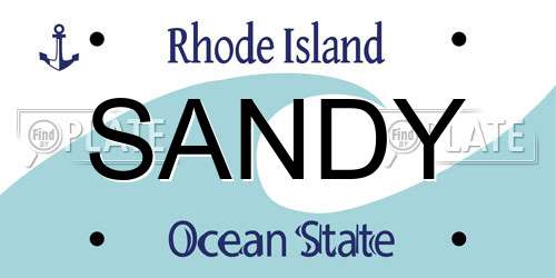 SANDY Rhode Island License Plate