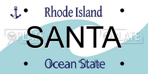 SANTA Rhode Island License Plate