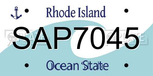 SAP7045 Rhode Island License Plate