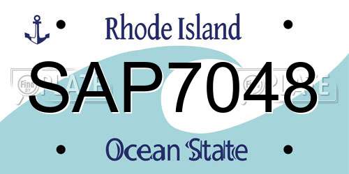SAP7048 Rhode Island License Plate