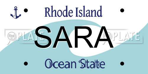 SARA Rhode Island License Plate