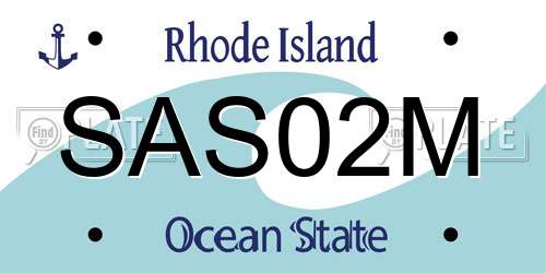 SAS02M Rhode Island License Plate
