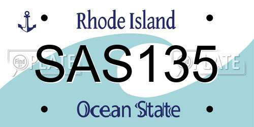 SAS135 Rhode Island License Plate