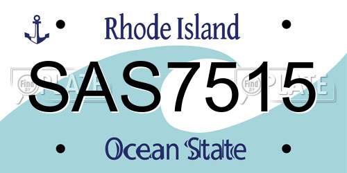 SAS7515 Rhode Island License Plate