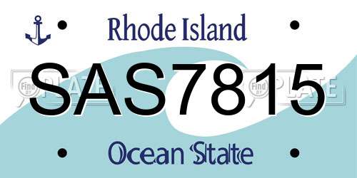 SAS7815 Rhode Island License Plate