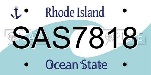SAS7818 Rhode Island License Plate
