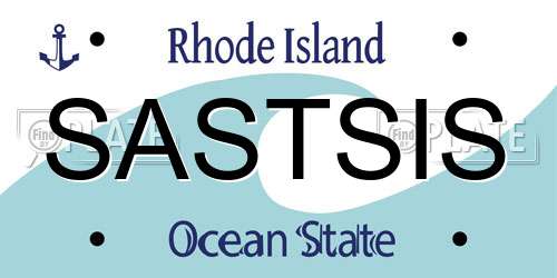 SASTSIS Rhode Island License Plate