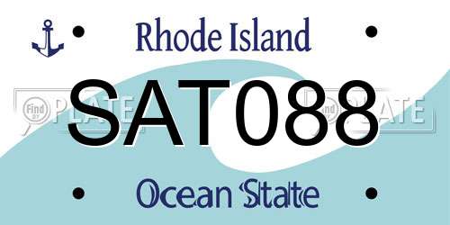 SAT088 Rhode Island License Plate