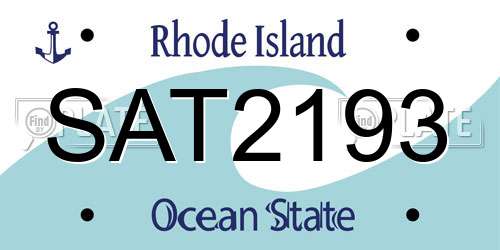 SAT2193 Rhode Island License Plate