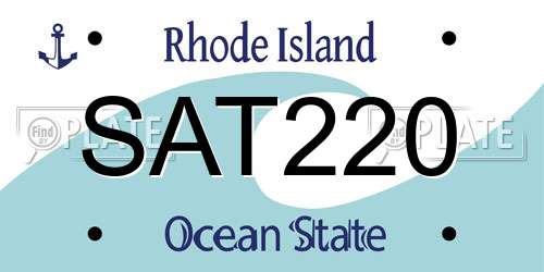 SAT220 Rhode Island License Plate