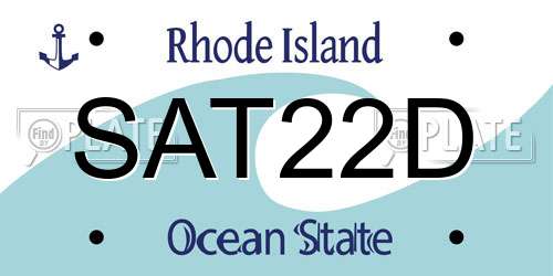 SAT22D Rhode Island License Plate